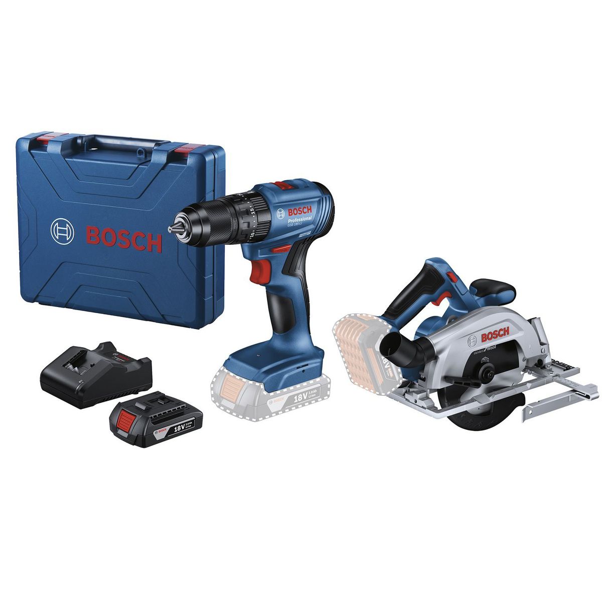 BOSCH - Taladro Bosch 13mm GSR185 + Sierra Circular Bosch GKS185 Inalámbrico