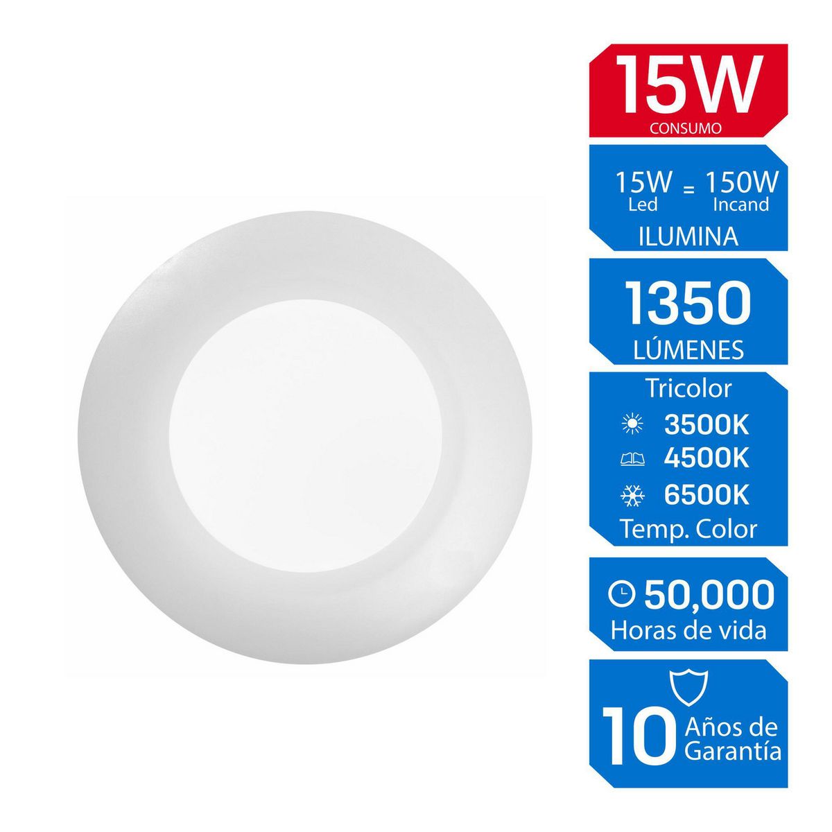 ILUMA - Spot Tricolor 15W 12.5cm Blanco