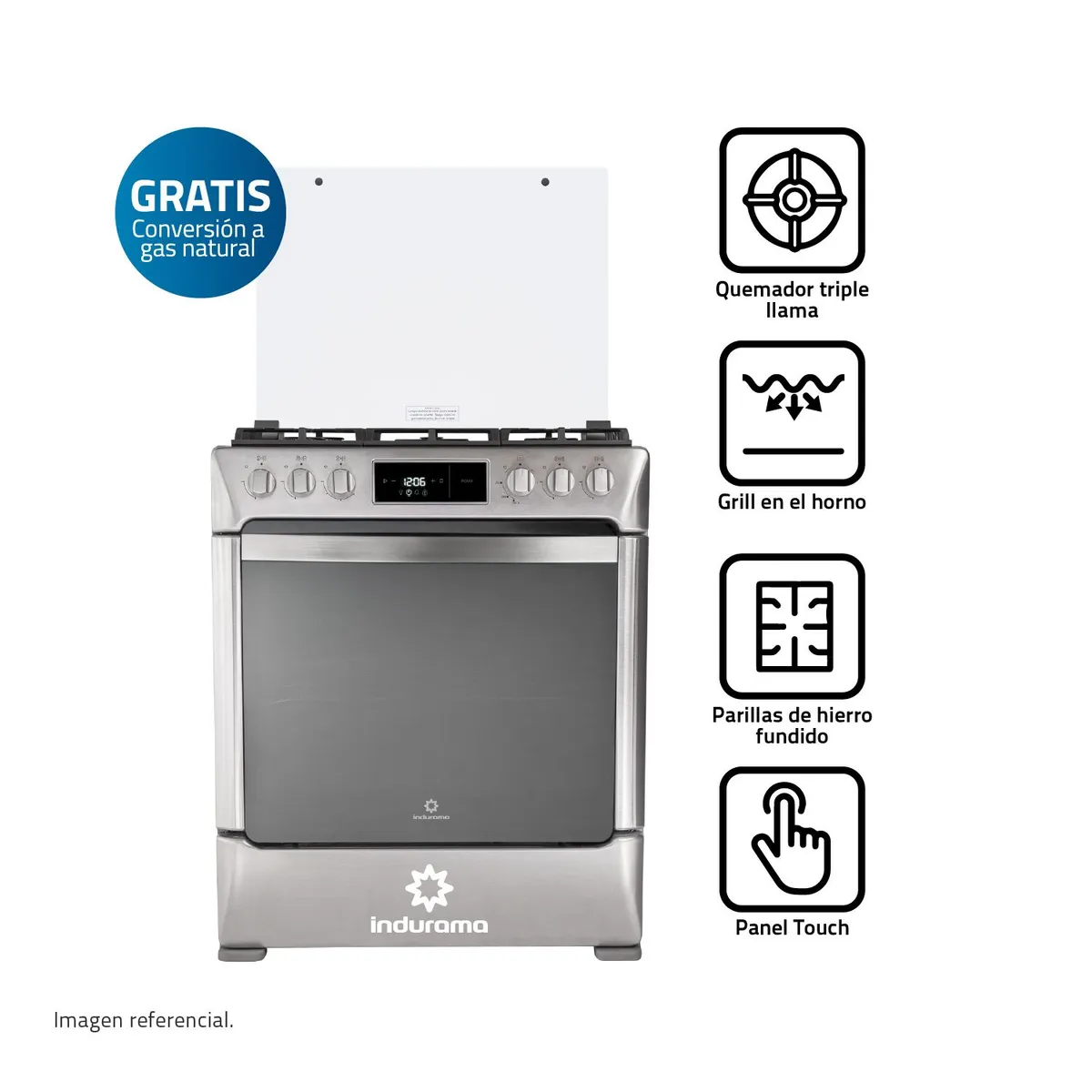 INDURAMA - Cocina a Gas Indurama 5 Hornillas Roma Zafiro Croma