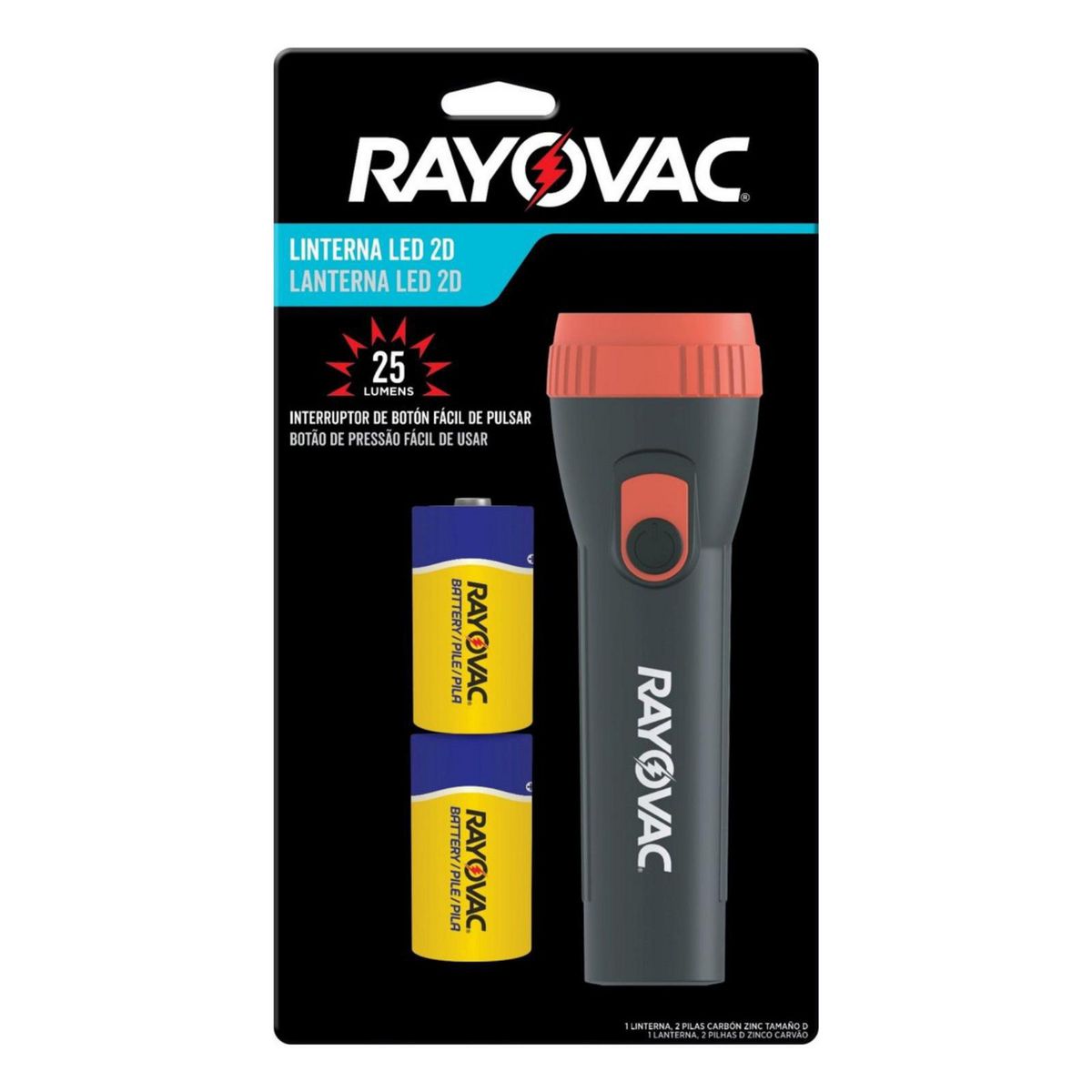 RAYOVAC - Linterna de mano Rayovac Led 25lm + 2 Pilas 2D