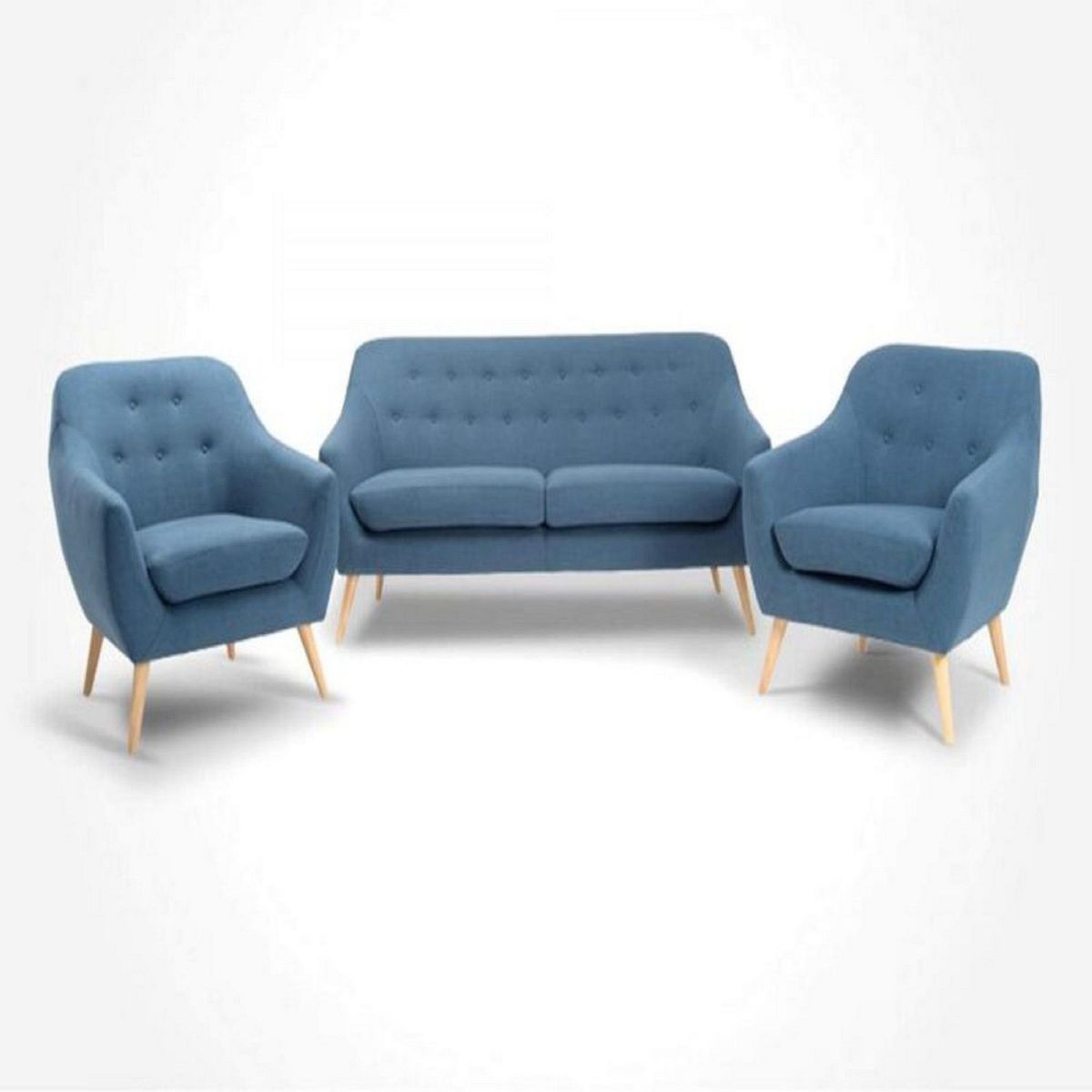 DECOHOME - Juego de Sala 2-1-1 Vintage Cielo Azul