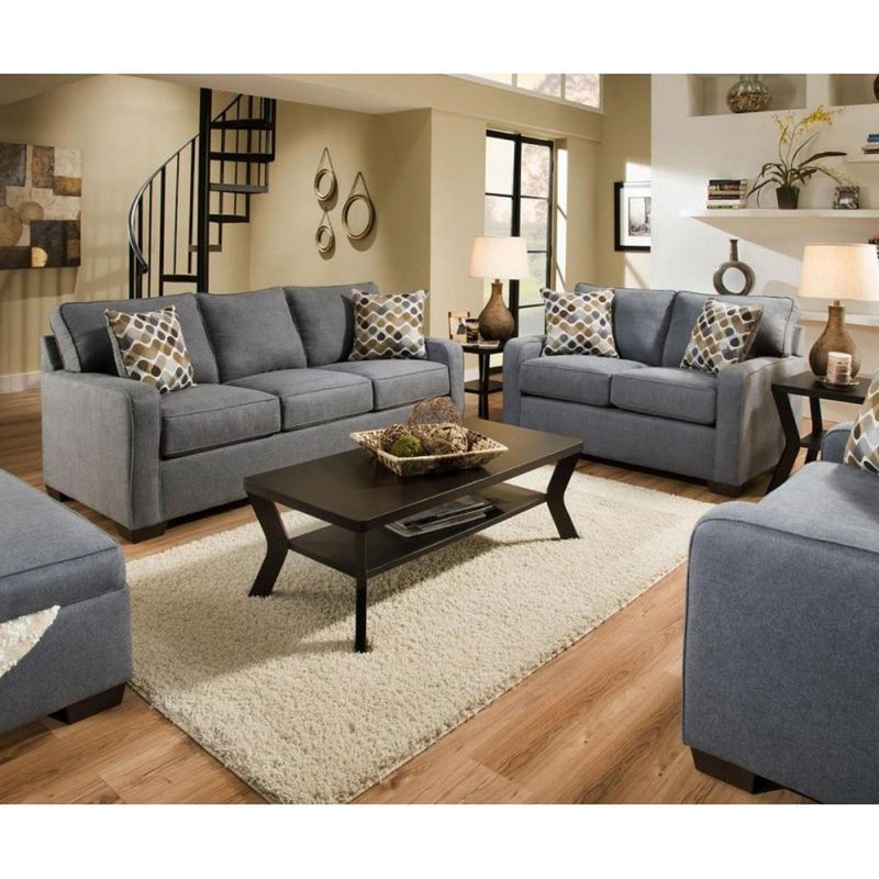 DECOHOME - Juego de Sala 3-2-1 + Banqueta Osnela Gris