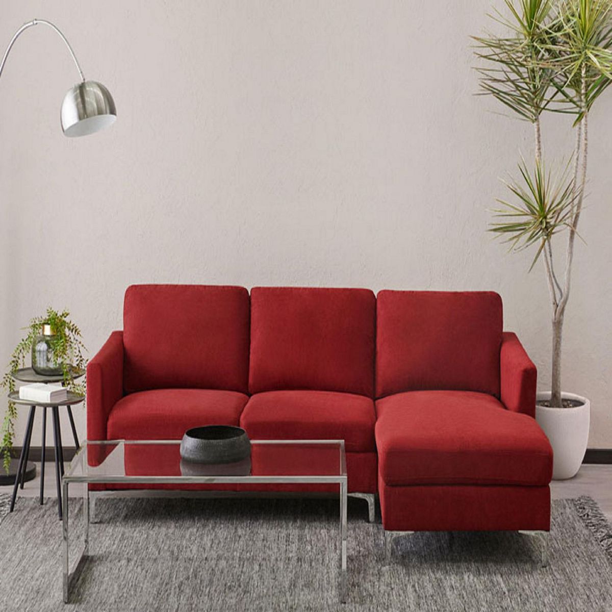 DECOHOME - Seccional Derecho 3 Cuerpos Kolors Rojo