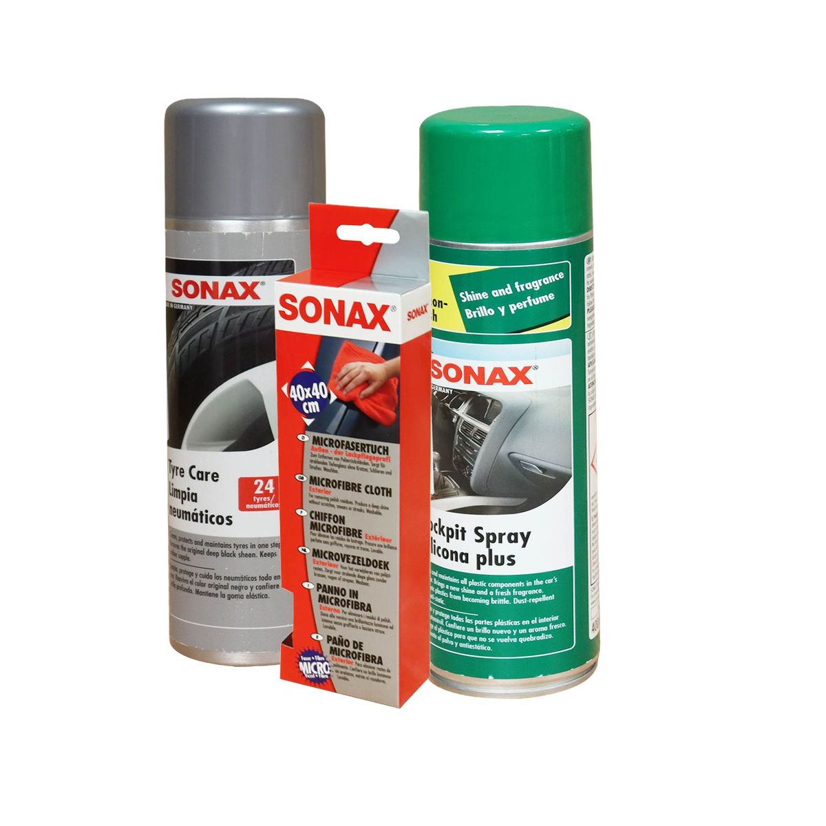 SONAX - Kit Sonax Removedor + Silicona + Paño de Microfibra