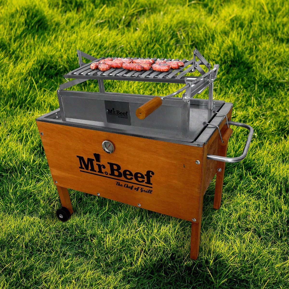 MR BEEF - Caja China Madera/ Acero Mr Beef 32X53 Cm