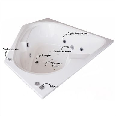 Tina Hidromasaje Esquinera Contesa 150x150x48cm Blanca