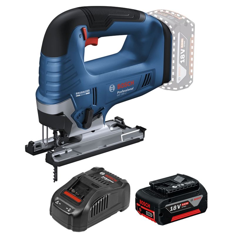 BOSCH - Sierra caladora inalámbrica 18V Bosch GST 185-LI + 1 Batería 4 ah + Cargador