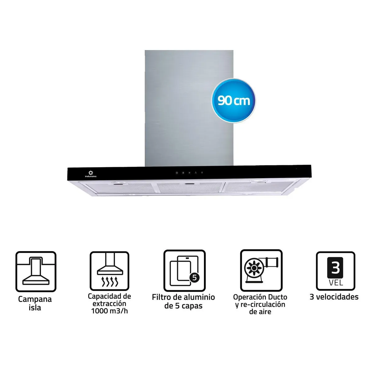 INDURAMA - Campana Extractora indurama 90 cm CEI-90CRTIS Croma