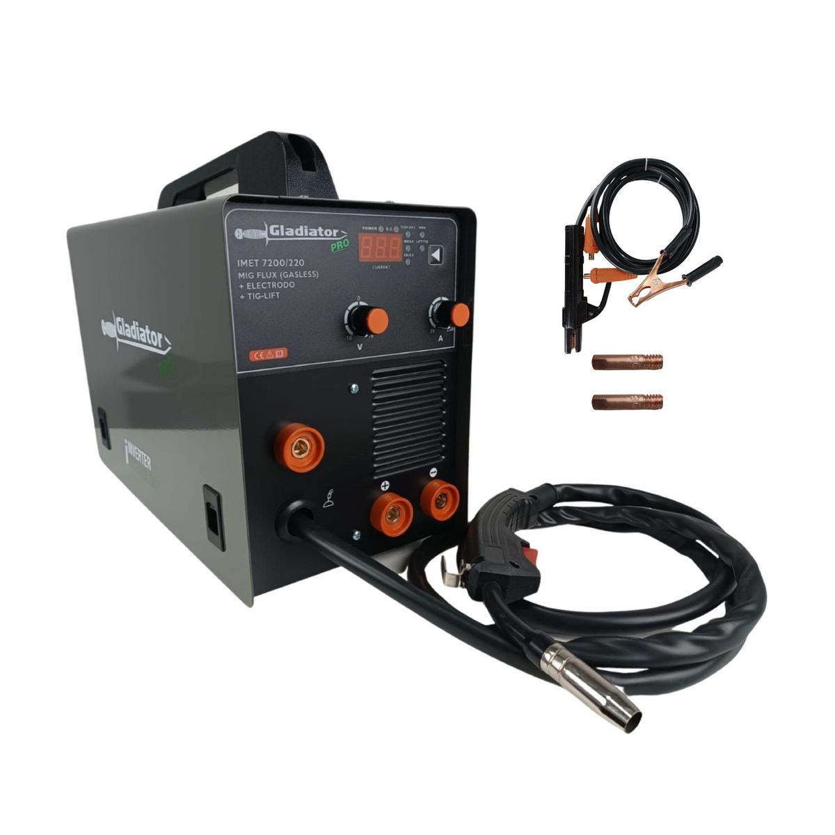 GLADIATOR - Soldadora Eléctrica Inverter 200A Multi 3 en 1 MIG/MMA/TIG Gladiator
