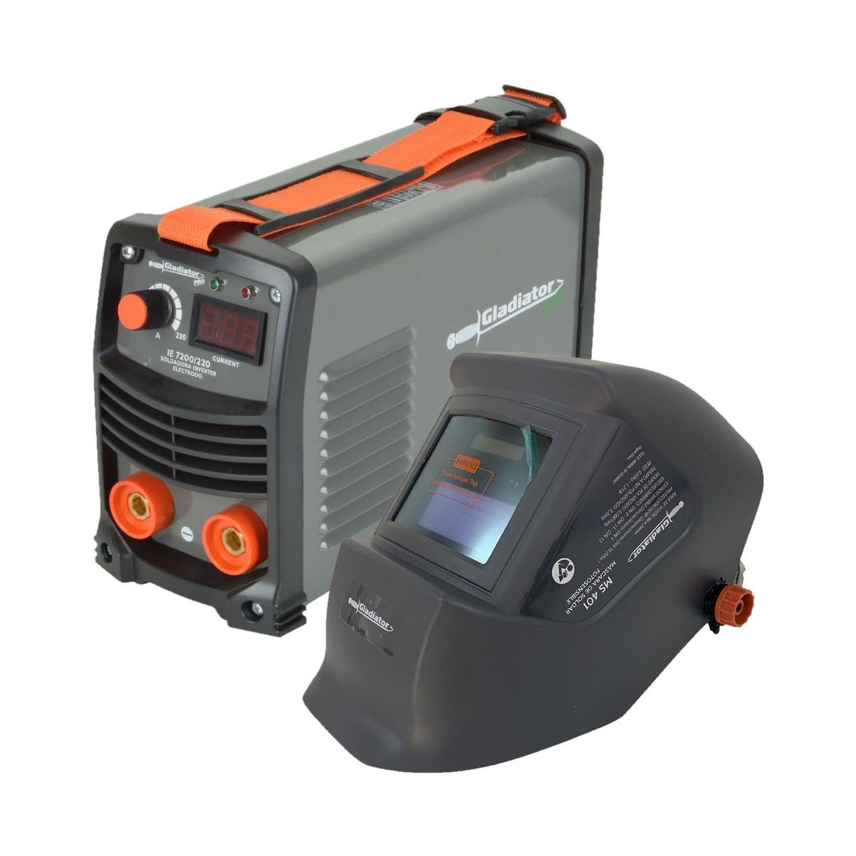 GLADIATOR - Soldadora Eléctrica Inverter 200A MMA Digital + Careta Fotosensible