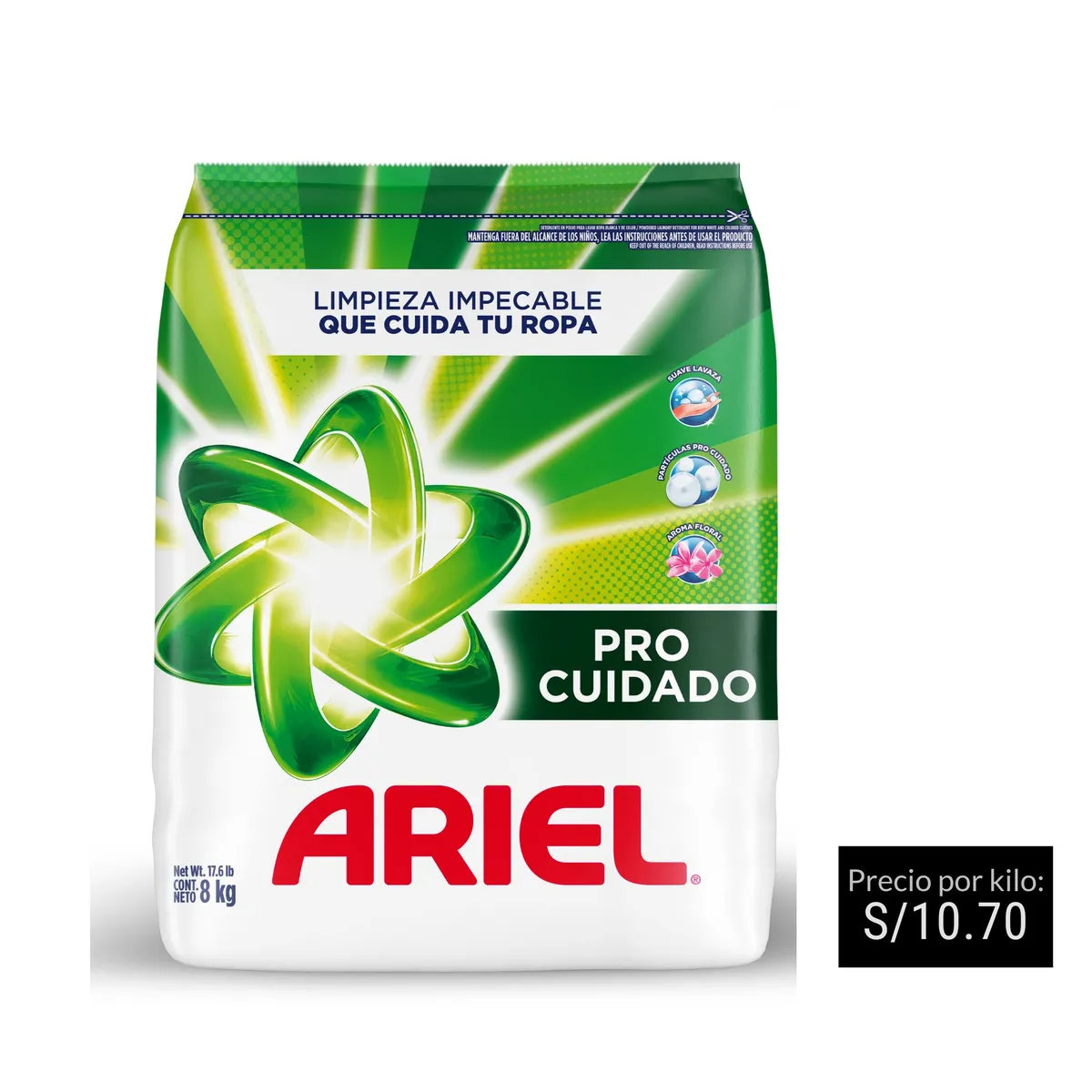 ARIEL - Detergente En Polvo Ariel Pro Cuidado 8Kg