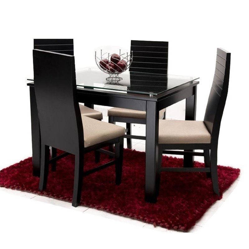 DECOHOME - Juego de Comedor Ceniza 4 Sillas