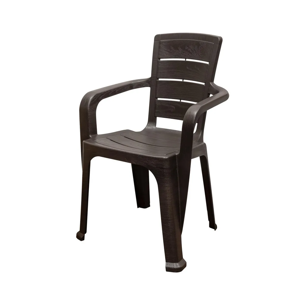 REYPLAST - Silla de Plástico Teca Marrón con Brazos