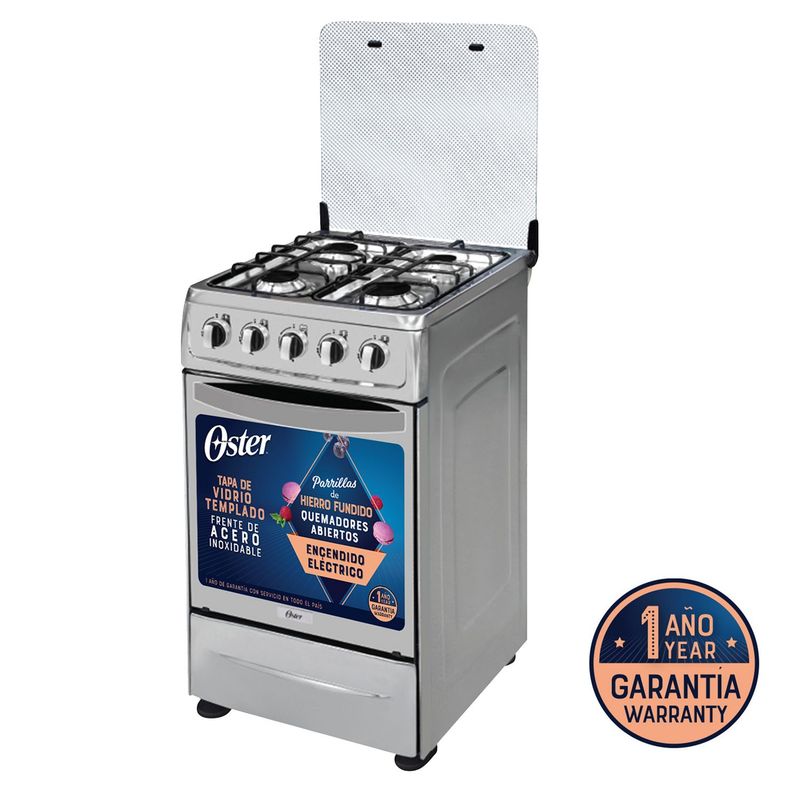 OSTER - Cocina Oster a Gas 4 Hornillas OS-PGSC20G4HTSS Plateado