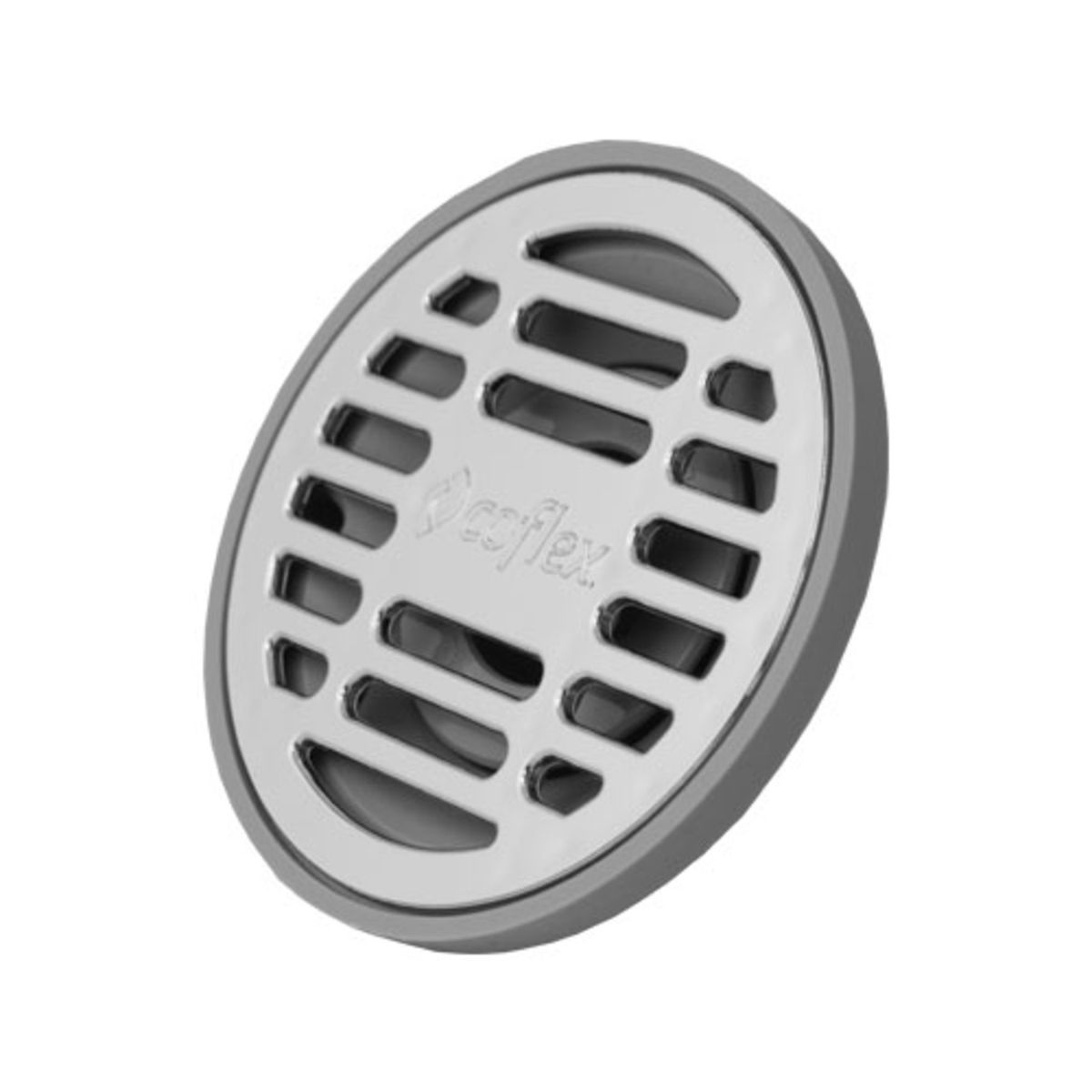 COFLEX - Coladera Redonda de Abs Gris Con Rejilla Cromada