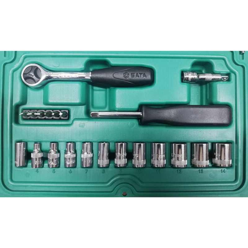  - Juego de Dados 1/4? 4-14mm 21 Piezas ST09521 Sata