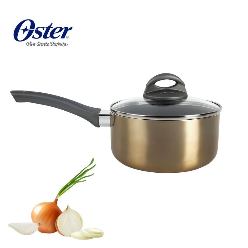 OSTER - Cacerola 18 cm 1.9L Aluminio con Tapa Herscher Dorado
