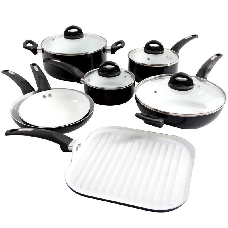 OSTER - Juego de Ollas 11 Piezas Aluminio Oster Herstal Negro