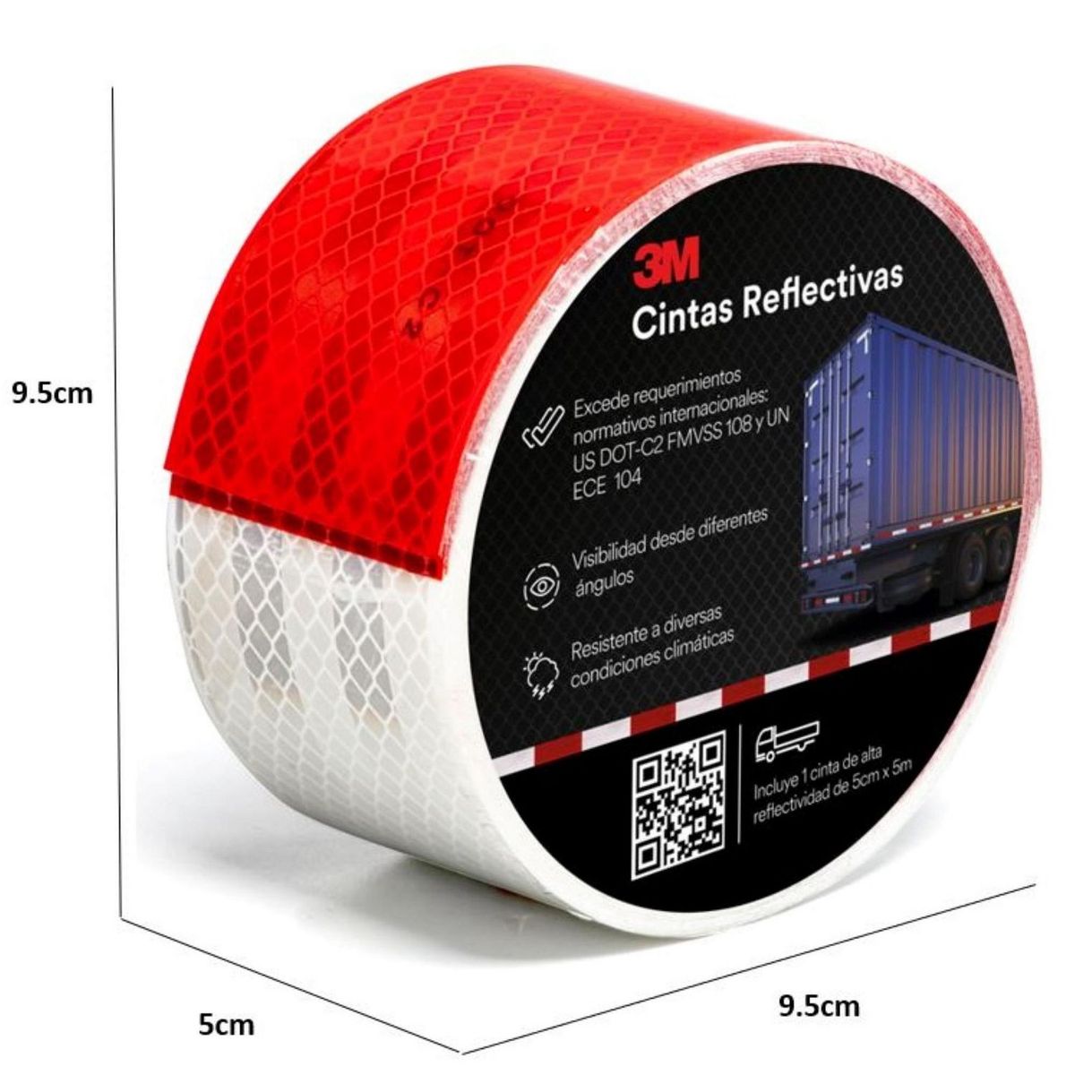 3M - Cinta Reflectiva Rojo/Blanco 5cmx5m
