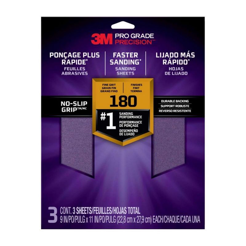 3M - Pack x3 Lija Grano n 180 3m Grande Precisión Lijado Medio