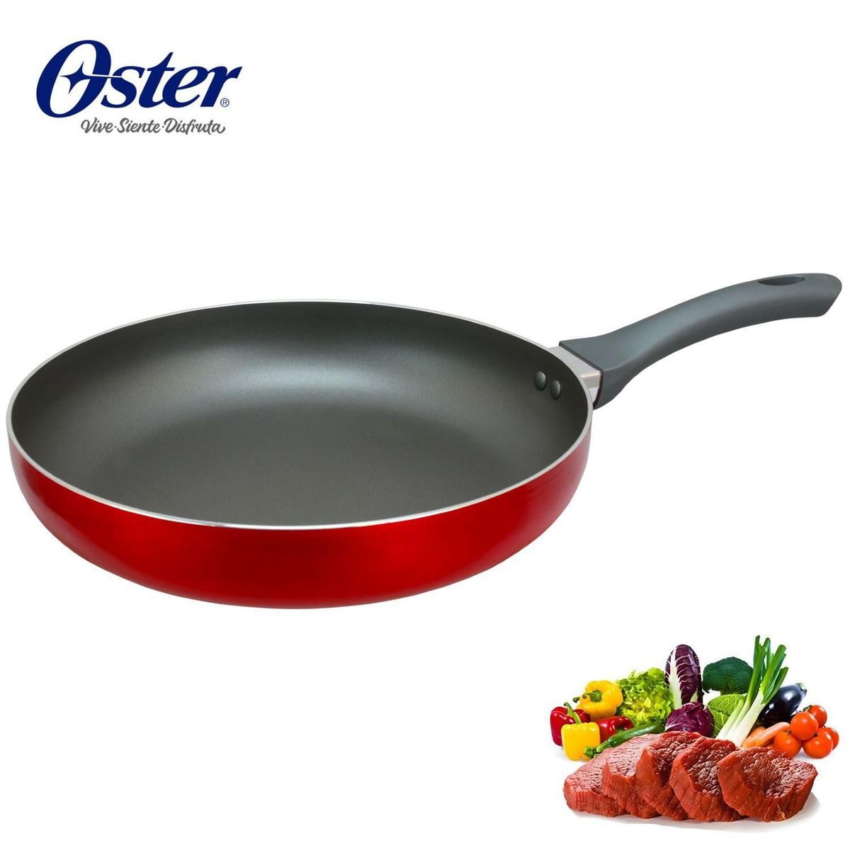 OSTER - Sartén Aluminio Antiadherente 24cm Rojo