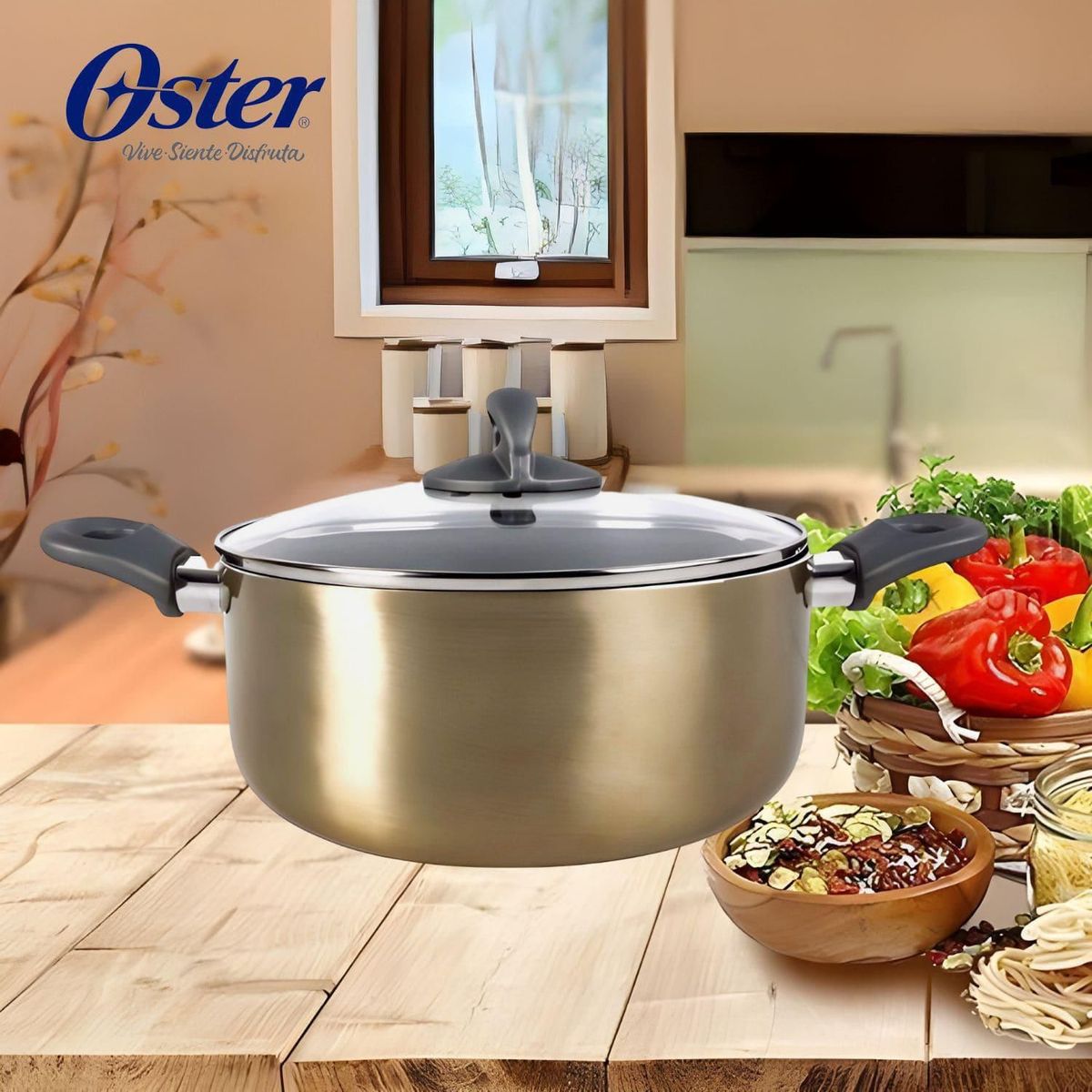 OSTER - Olla Aluminio con Tapa 4.7L Dorado