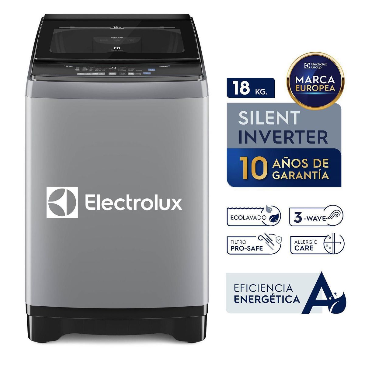 ELECTROLUX - Lavadora Inverter 18kg Gris EWIP18F2XSWG