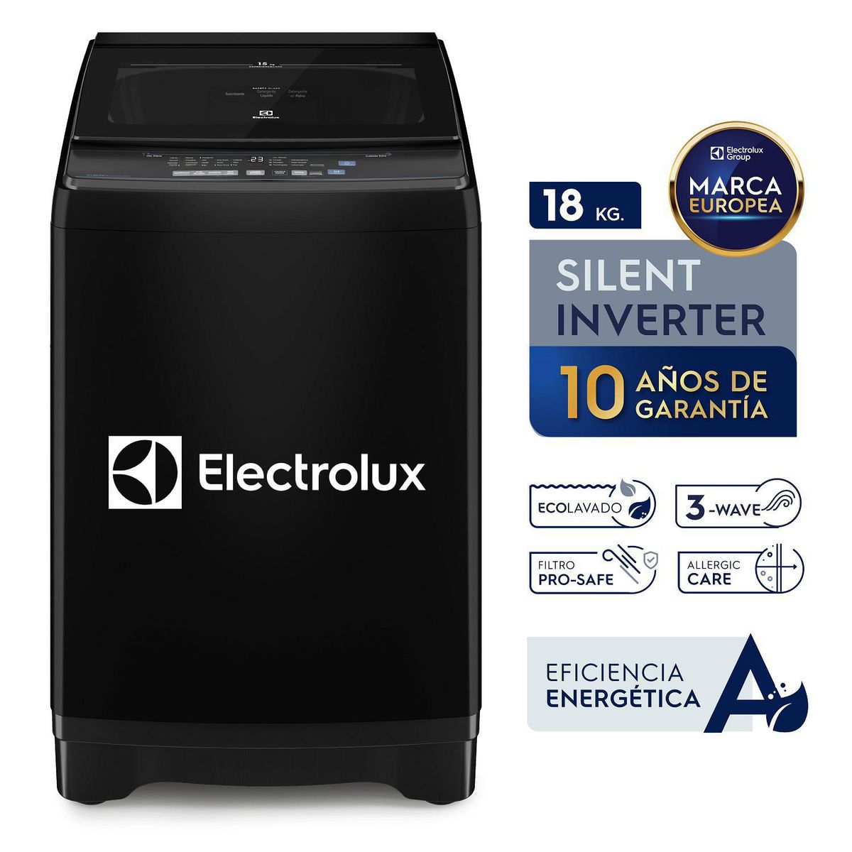 ELECTROLUX - Lavadora Inverter 18kg Negro EWIP18F2XSWB