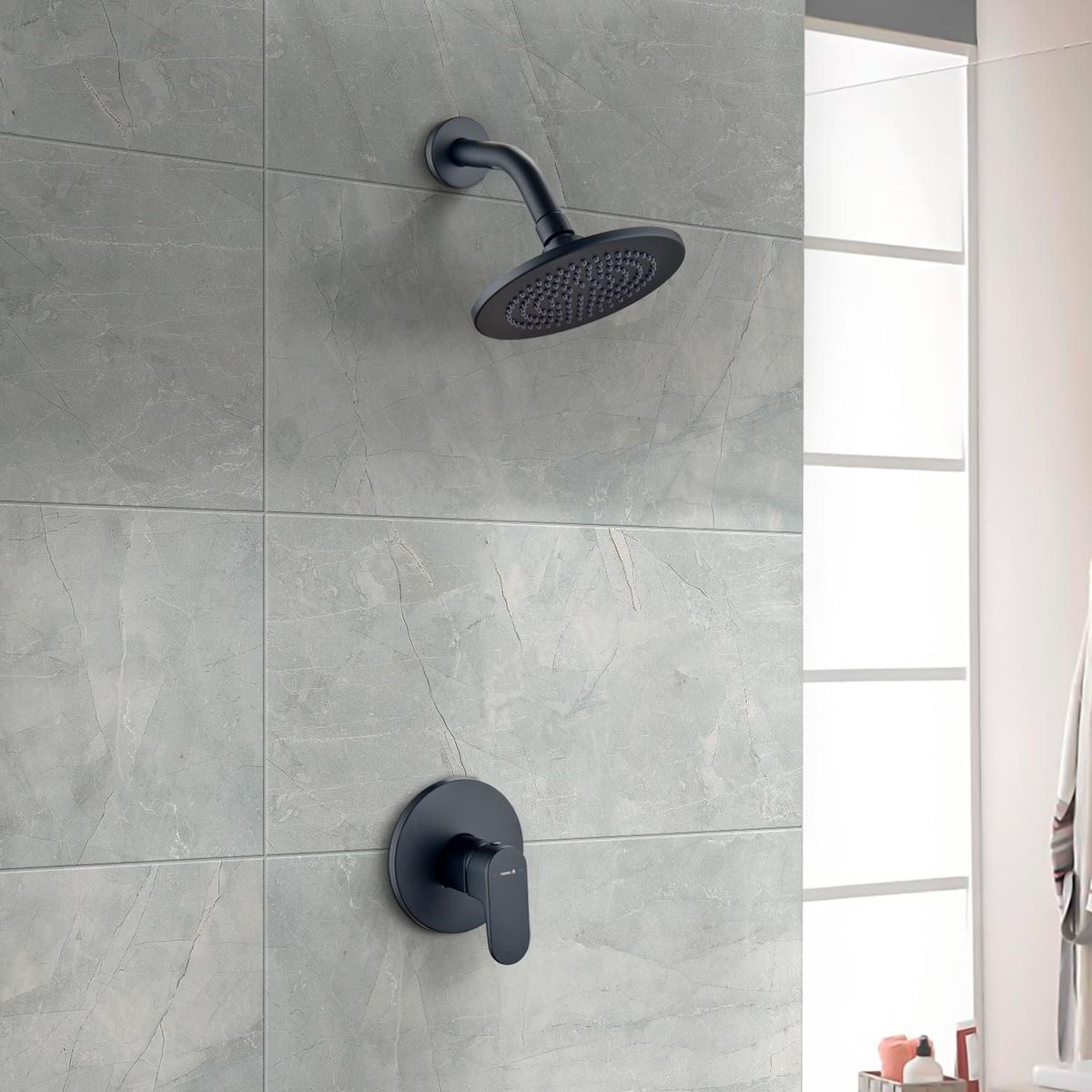 GENERICO - Mezcladora Monocomado para Ducha Oxford Negro Mate