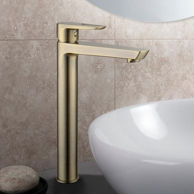 Llave de Lavatorio Mezcladora Monocomando Pico Alto Tempra Dorado