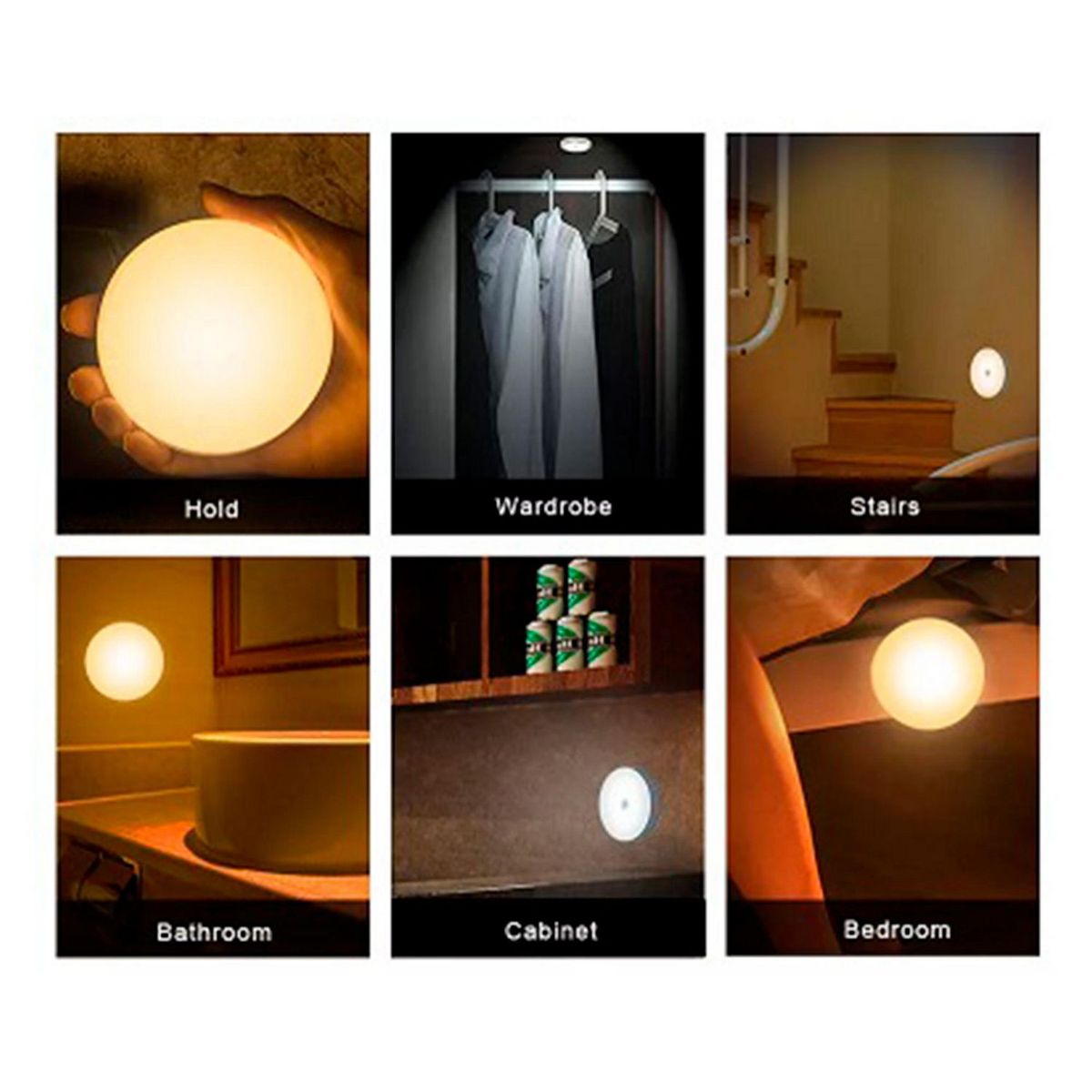 ALLPACK HOME - Luz LED con Sensor de Movimiento Redondo Luz Cálida