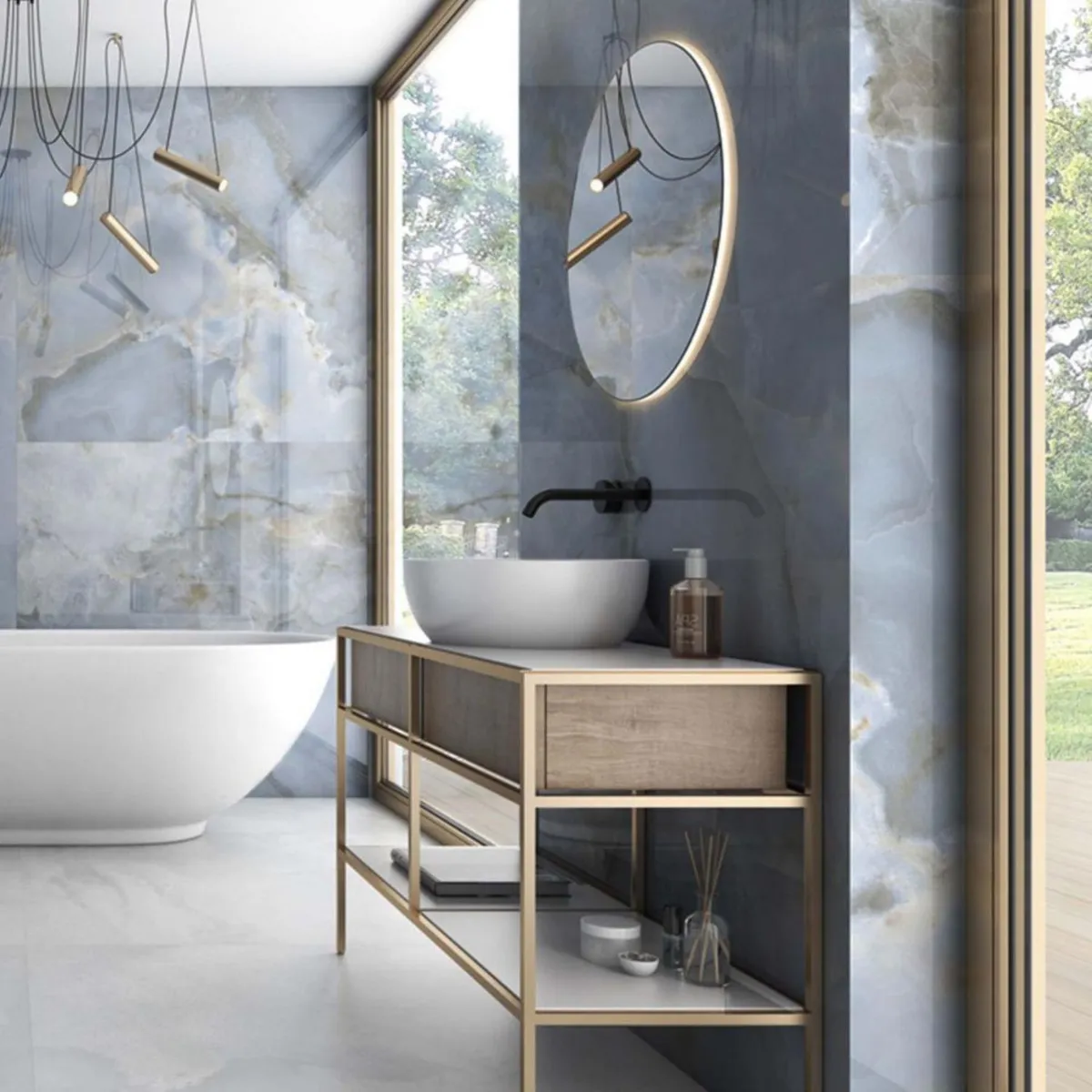 KLIPEN - Gres Porcelanico Azul Marmol 60x60cm 1.44m2 Iris