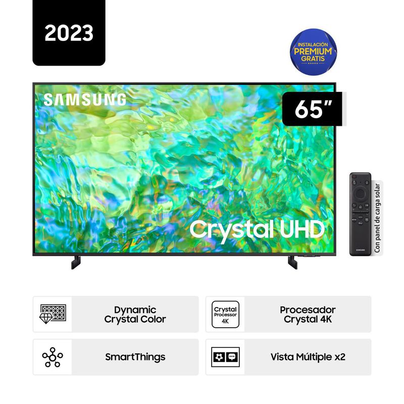 SAMSUNG - Televisor Samsung Smart TV 65" Crystal UHD 4K UN65CU8000GXPE (Nuevo)