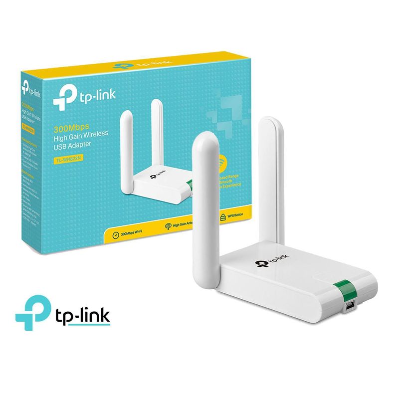 TP LINK - Adaptador TP-Link Wifi 2,4 GHz Usb 300mb High Power Tl-wn822n