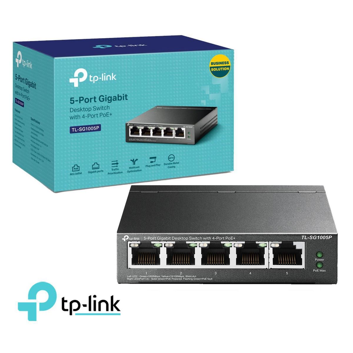 TP LINK - Switch TP-Link TL-SG1005P 5 Puertos RJ45 10/100/1000Mbps 4 PoE