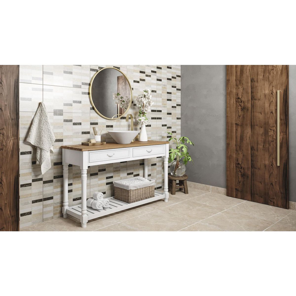 POINTER - Cerámica Mosaico Mix Pulpis Brillo 2.37m2 30.1x60.5 cm para piso