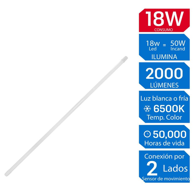 ILUMA - Tubo Fluorescente LED con Sensor de Movimiento 18W