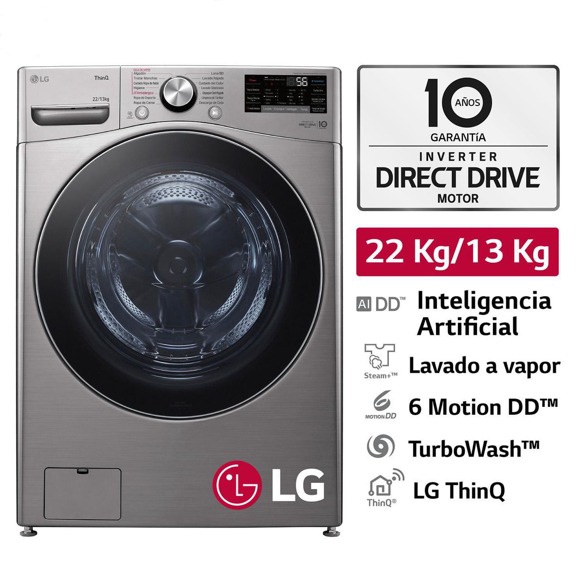 LG - Lavaseca Lg 22/13 Kg WD22VV2S6R
