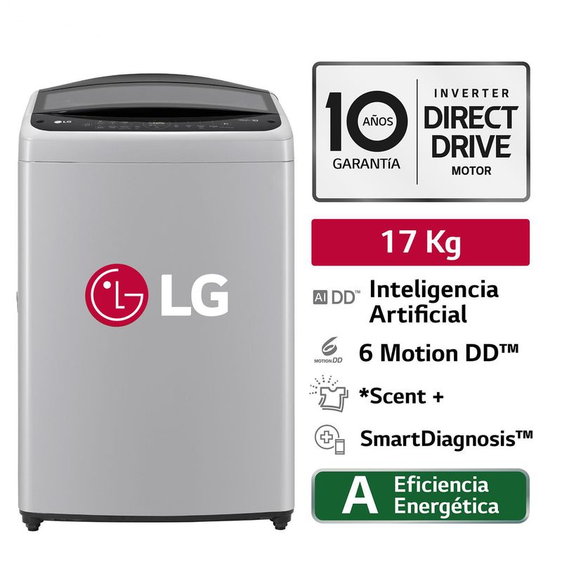 LG - Lavadora Lg 17 kg Gris Carga Superior WT17DV6