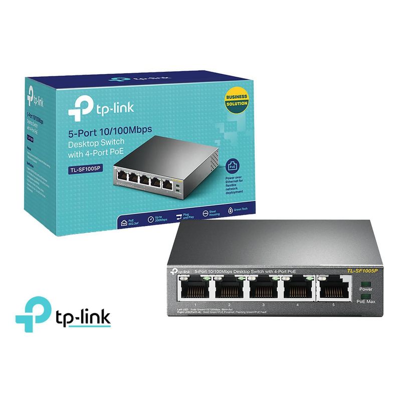 TP LINK - Switch TP-Link 5 Puertos 10/100 Mbps Conector Poe Tl-sf1005p