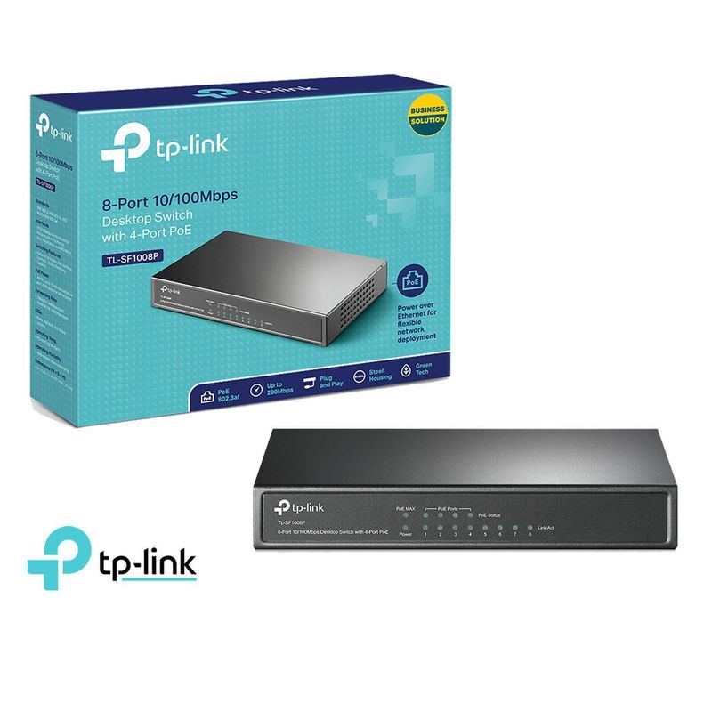 TP LINK - Switch TP-Link 8 Puertos 10/100 Mbps Conector Poe Tl-sf1008p