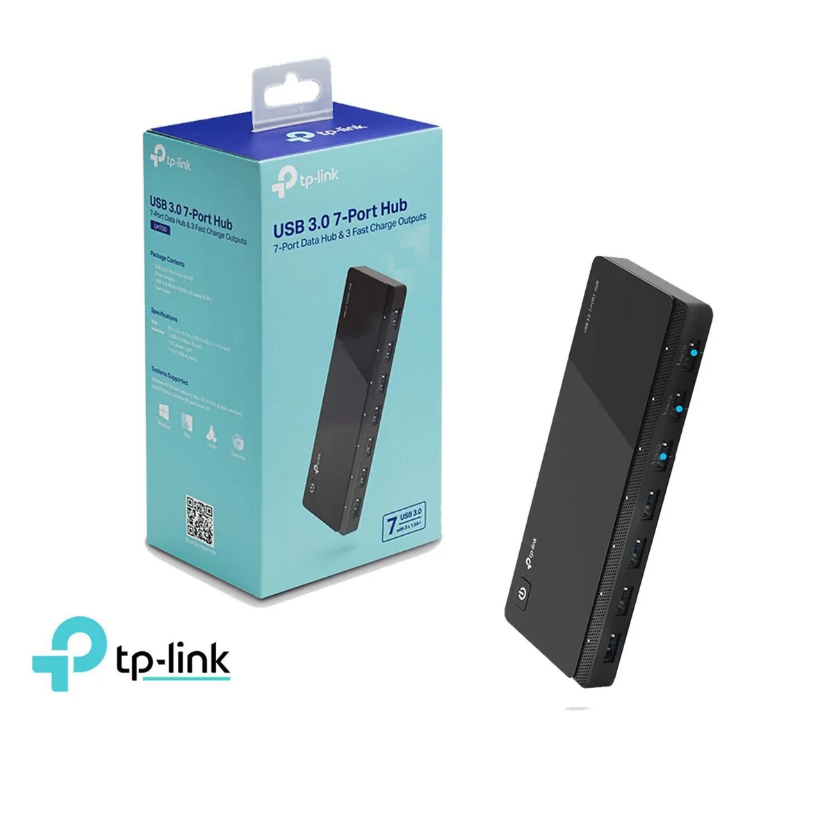 TP LINK - Hub TP-Link USB UH700 De 7 Puertos USB 3.0 Con Adaptador DC