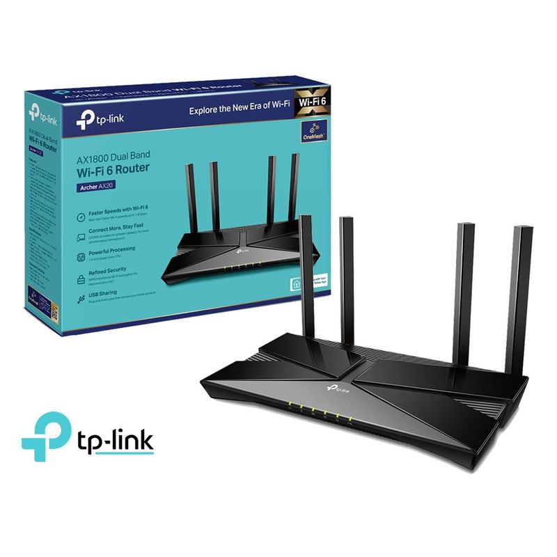 TP LINK - Router TP-Link Archer AX20 / Router Wi-Fi 6 Dual 5 GHz 2,4 GHz Band AX1800