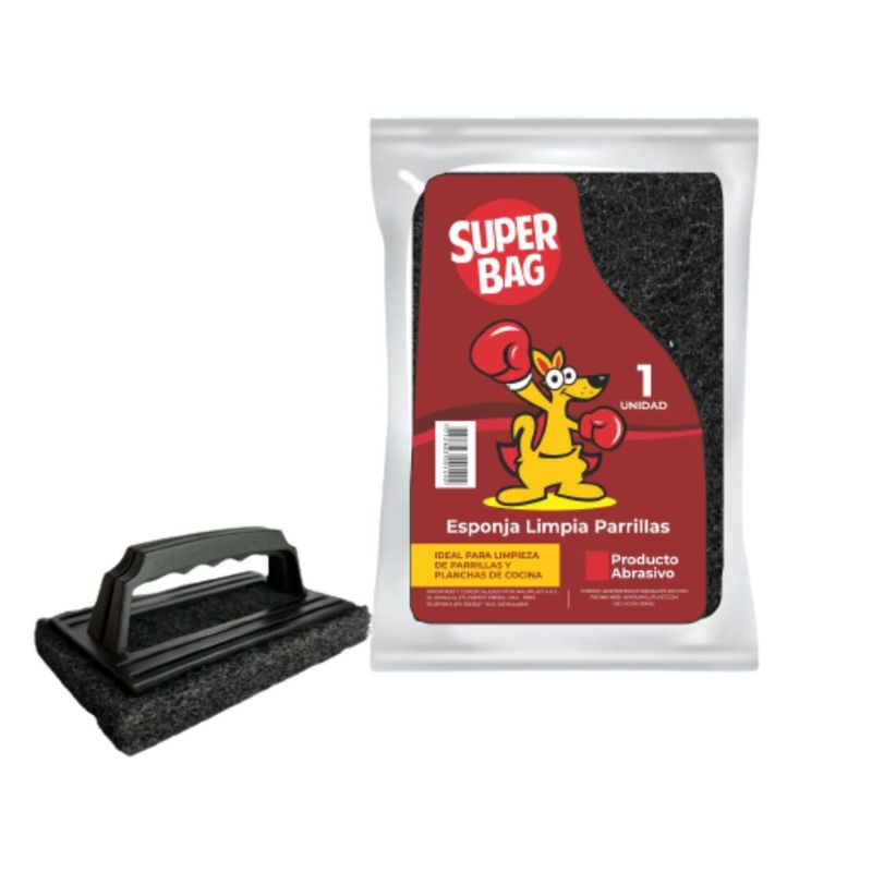 SUPERBAG - Esponja Limpia Parrillas con Mango SuperBag