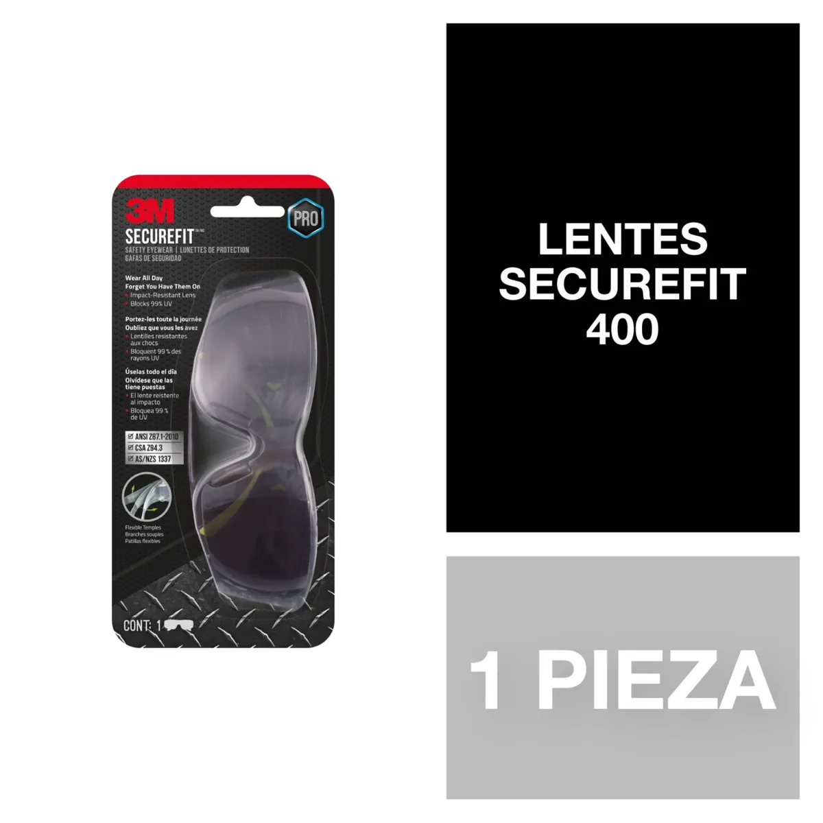 3M - Lentes de Seguridad 3M Securefit 400 Claro