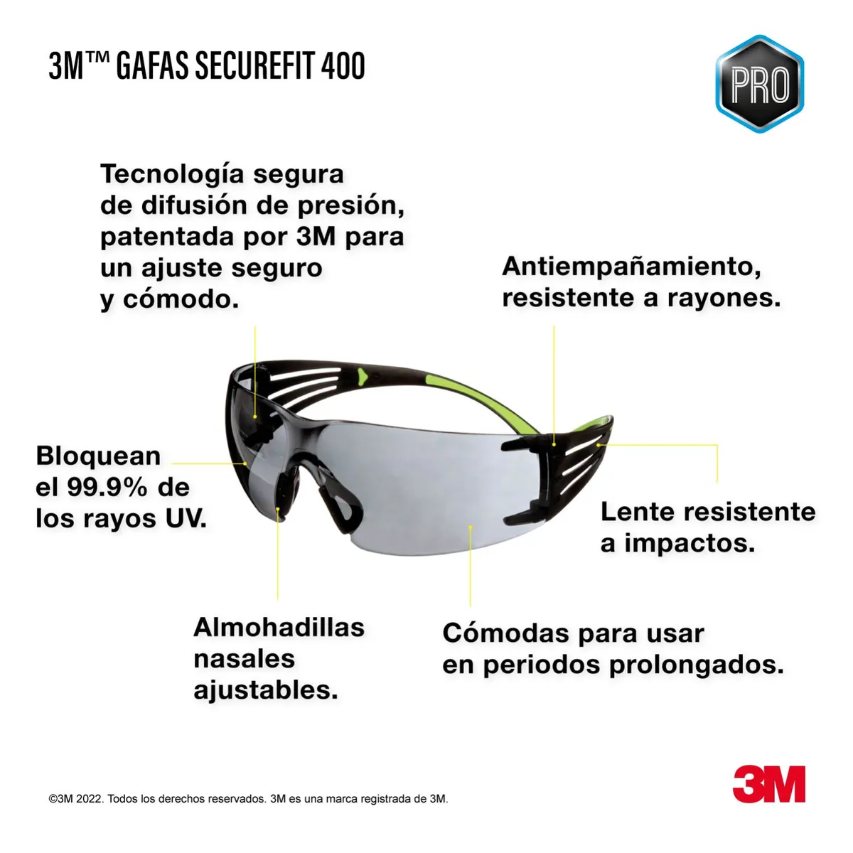 3M - Lentes de Seguridad 3M Securefit 400 Claro