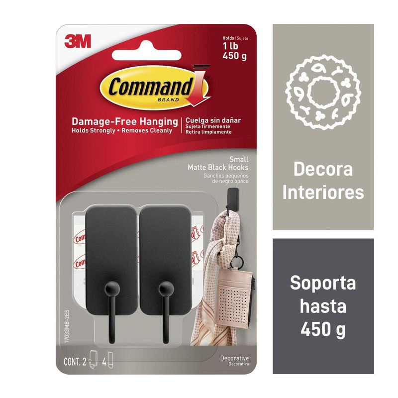 COMMAND - Gancho Peq Negro X2