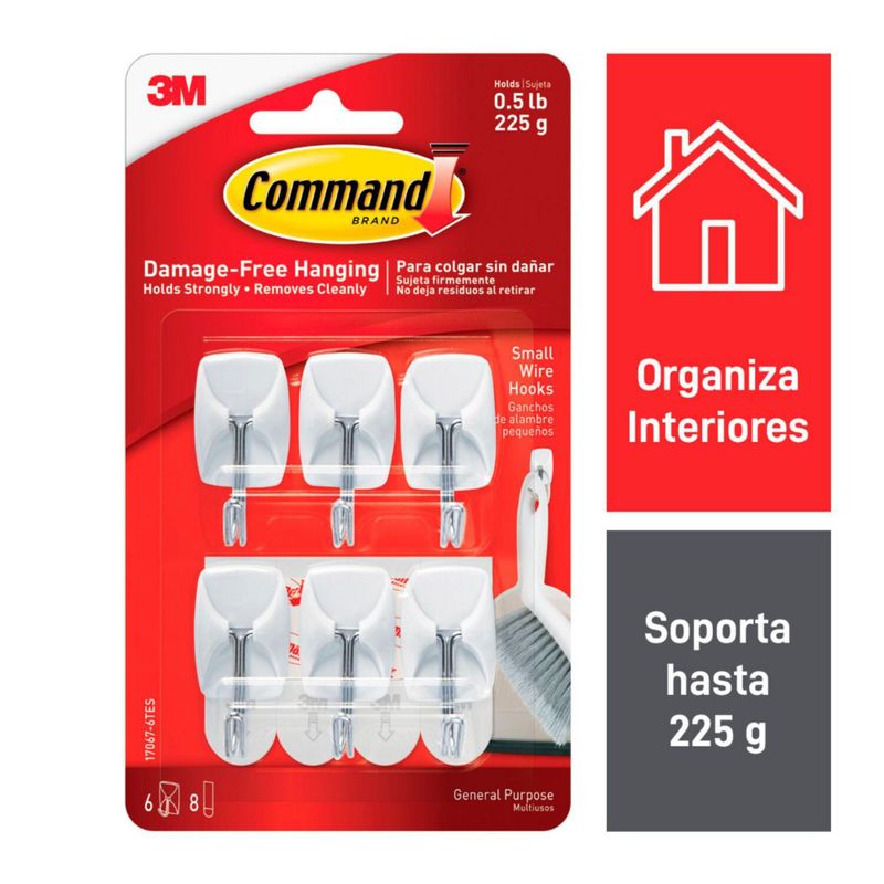 COMMAND - Gancho Command Alambre Peq X6