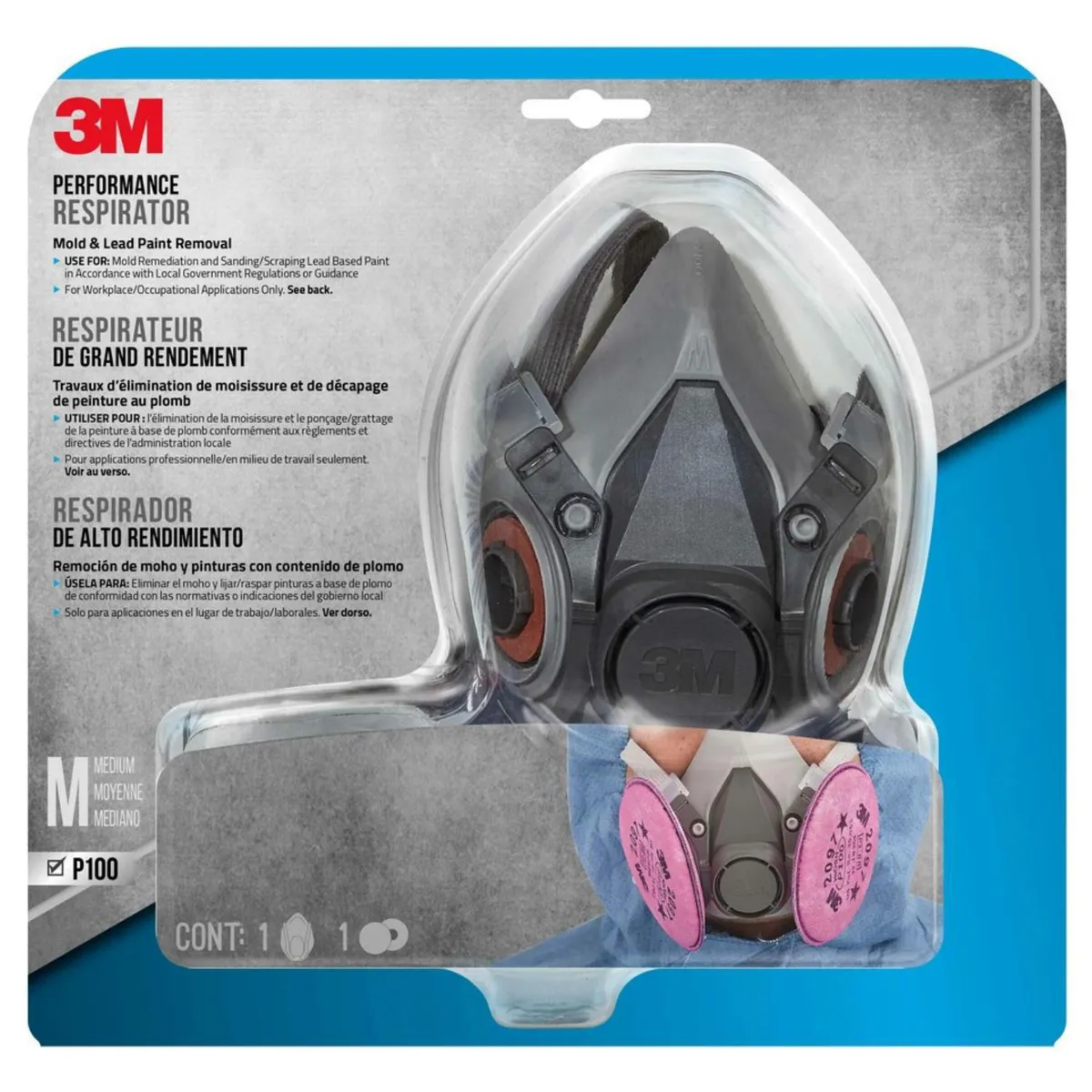 3M - Respirador de Silicona 3M 6297 Mediano para Rostro