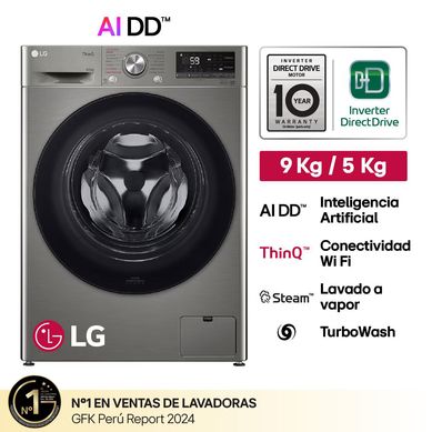Lavaseca WD9PVC4S6 9/5 KG AI DD Inteligencia Artificial Carga Frontal Gris LG